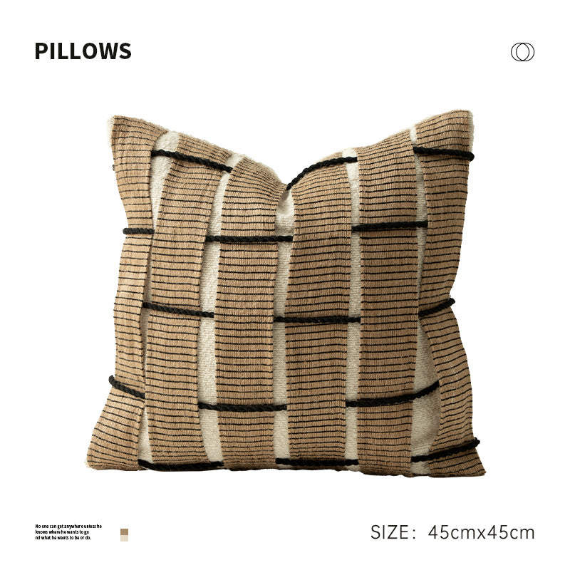 Square Decorative Cushion with Woven Checkered Pattern Relief Structure Kalsten