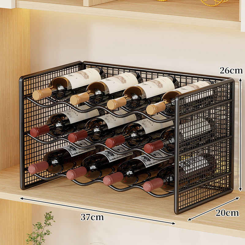Compact Countertop Metal Wire Wine Bottle Organizer