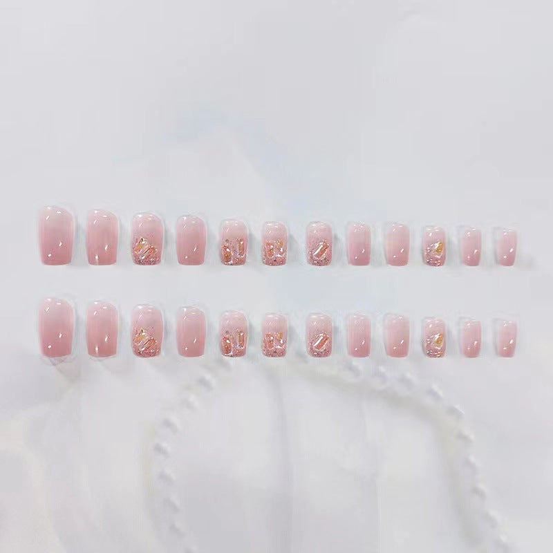 Glitter and gradient design artificial nails Kalsten