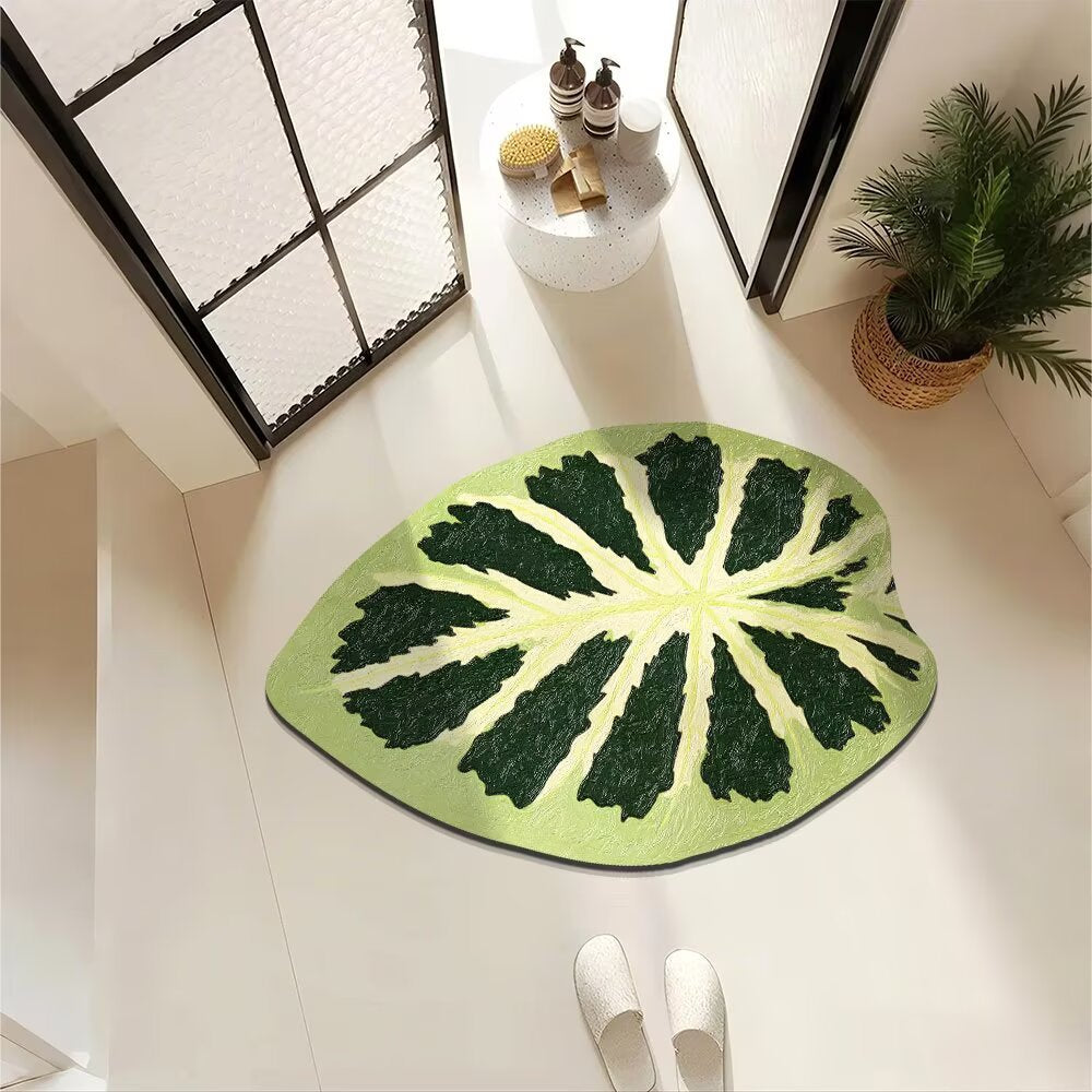 Artistic Leaf-Shaped Area Mat