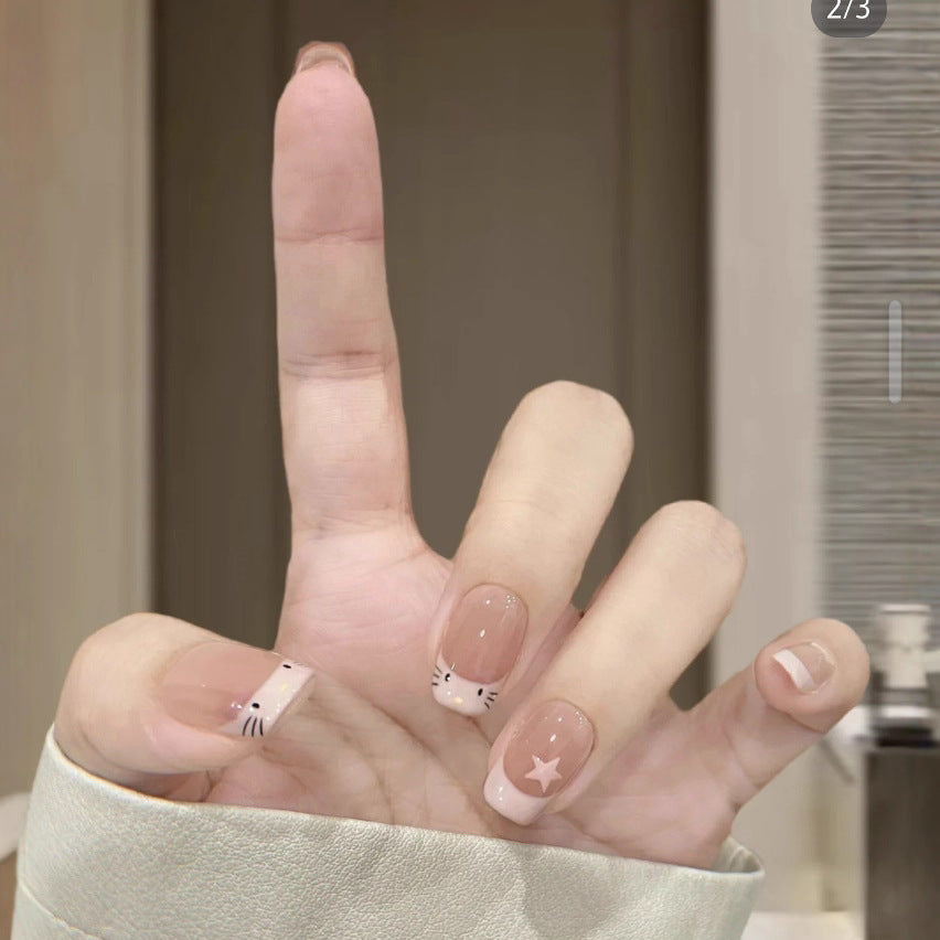 Cute Cat-Themed Press-On Nail Set Kalsten