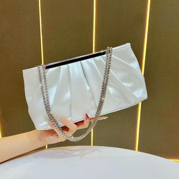 Pleated Chain Strap Evening Handbag