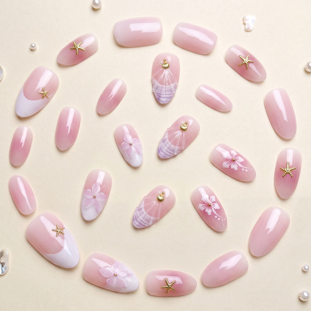 Artistic Seashell Press-On Nails