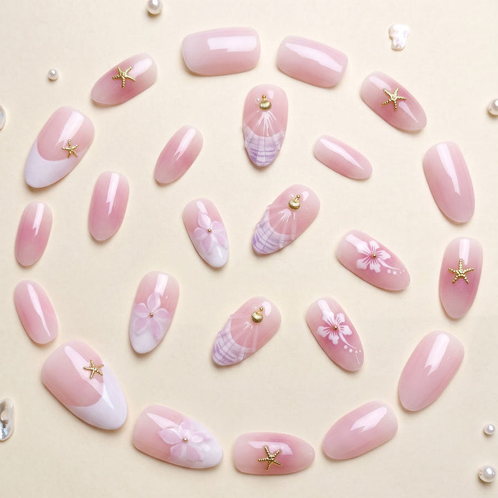 Artistic Seashell Press-On Nails