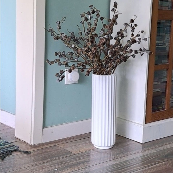 Tall Vertical Ribbed Decorative Vase Kalsten