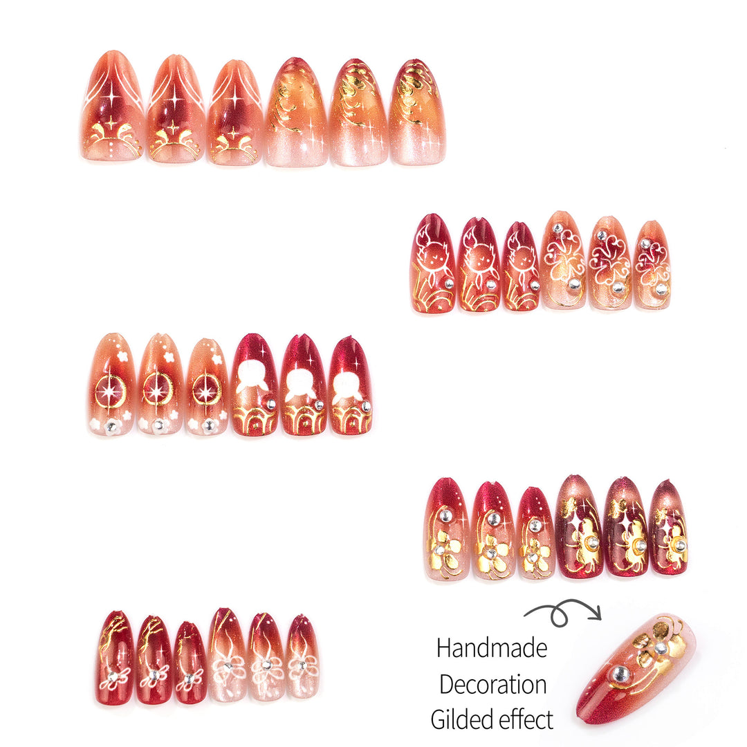 Decorative Nail Art Set with Gold Accents