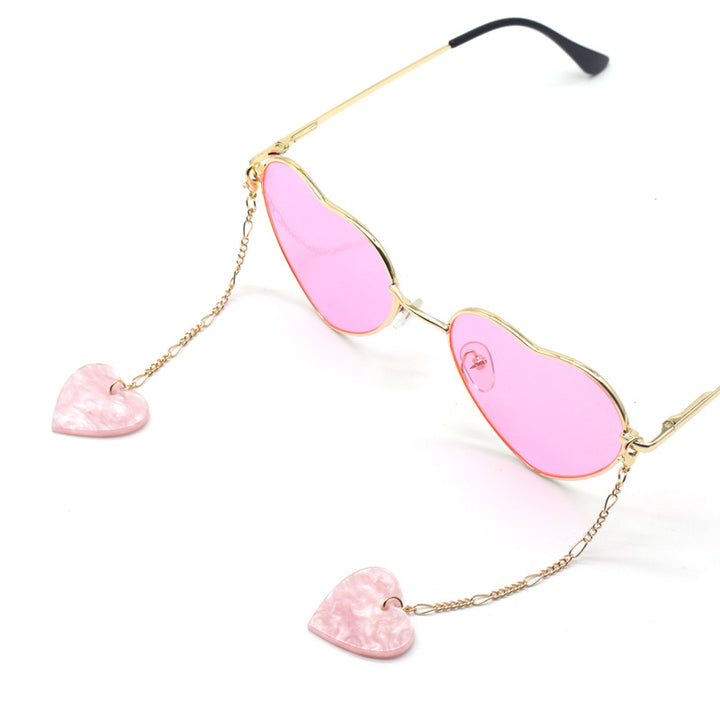Heart-Shaped Dangle Earrings with Golden Chain Kalsten