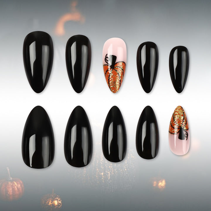 Pumpkin-Themed Artistic Press-On Nail Set Kalsten
