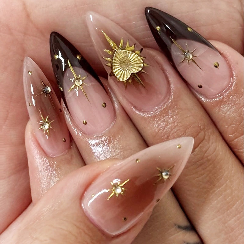 Artificial nail set with elegant flower and glitter decorations Kalsten