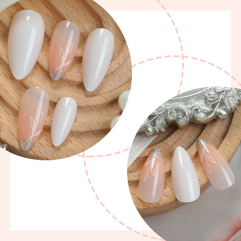 Luxurious Faux Finish Press-On Nail Set with Elegant Floral Design Kalsten
