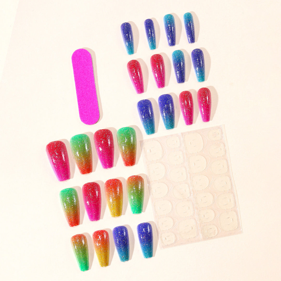 Vibrant Glitter Gradient Acrylic Nail Art Extensions Kalsten