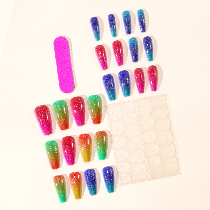 Vibrant Glitter Gradient Acrylic Nail Art Extensions Kalsten