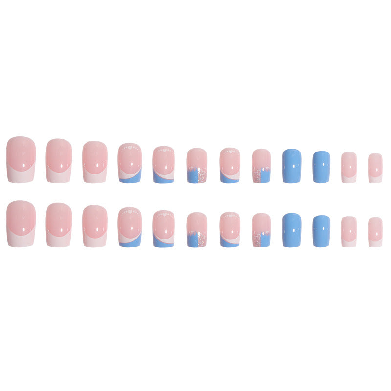 Artistic Press-On Nail Set with Heart and Glitter Design Kalsten