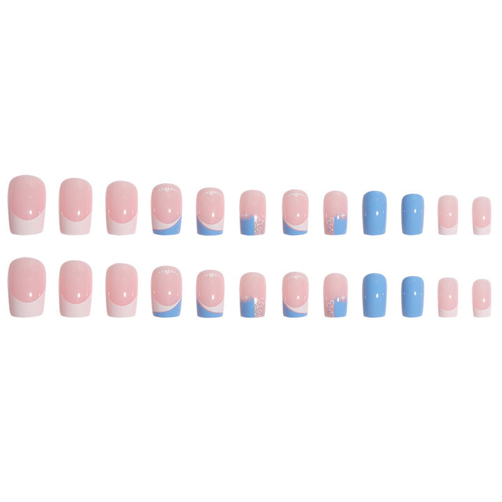 Artistic Press-On Nail Set with Heart and Glitter Design Kalsten