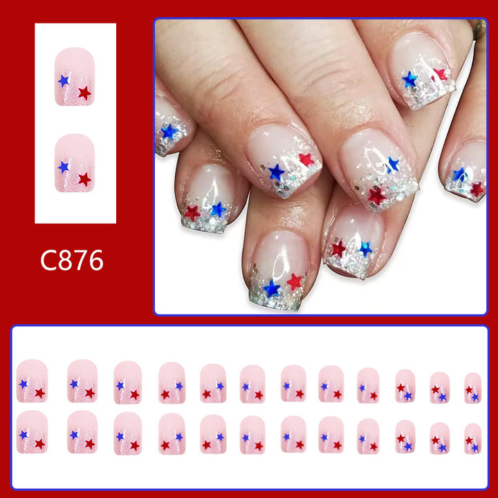 Festive Glitter Star Press-On Nails