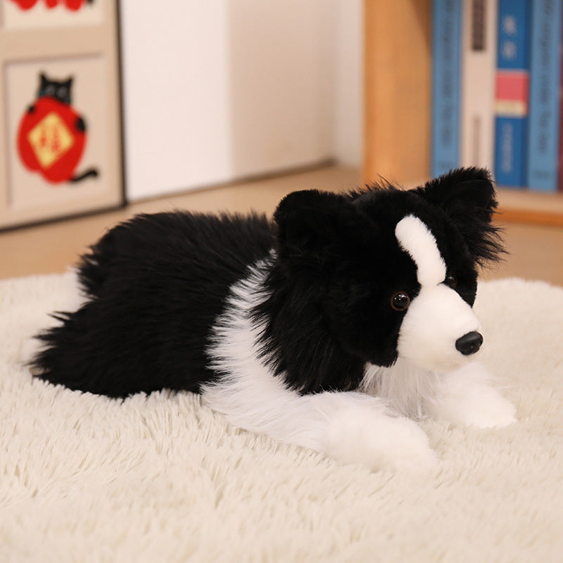 Realistic Border Collie Soft Plush Toy with Fluffy Long Fur Kalsten
