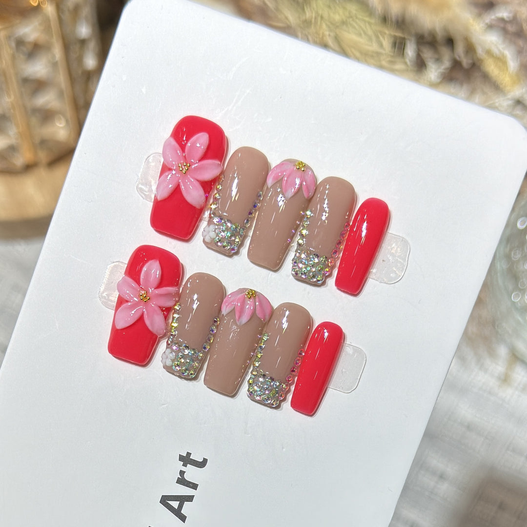 Decorative Floral Press-On Nail Art Set Kalsten 1788224002