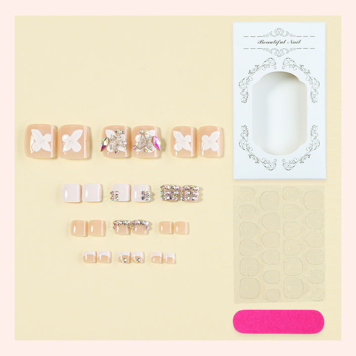 Decorative Press-On Nail Art Set with Butterfly and Gem Accents kalsten