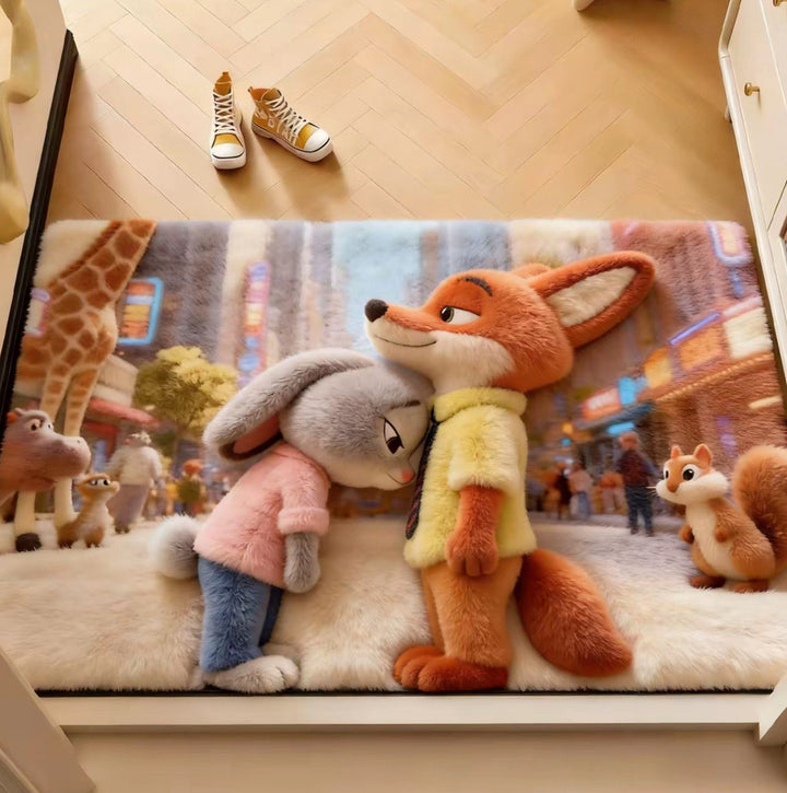 Cartoon Character Plush Mat for Interiors