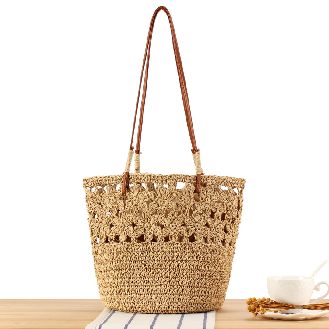 Hand-knotted beach bag with floral details Kalsten