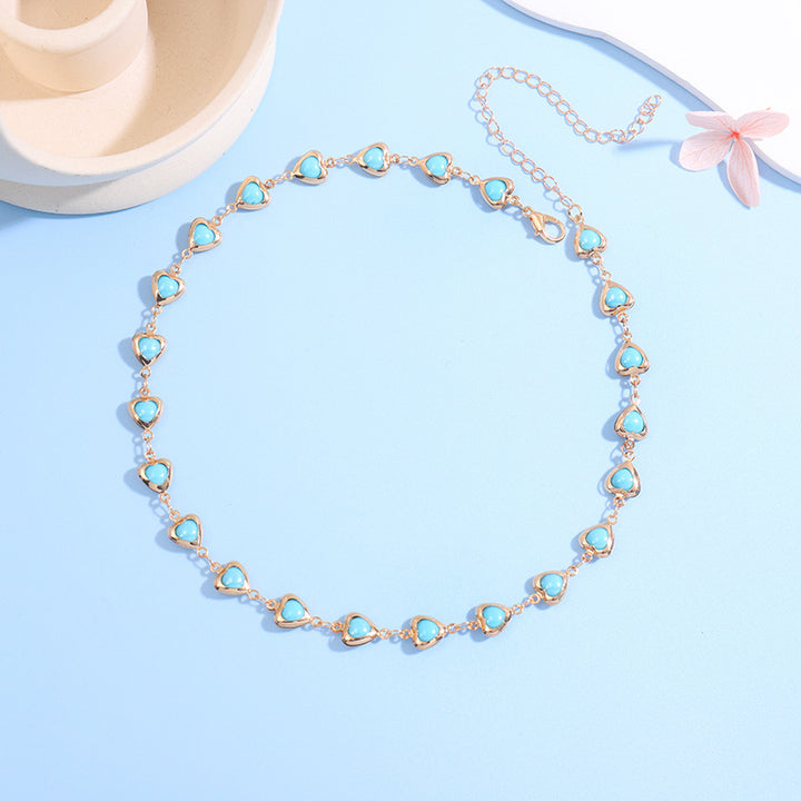 Heart-Shaped Gemstone Choker Necklace Kalsten