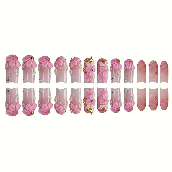 Floral-Accent Press-On Nail Art Kalsten