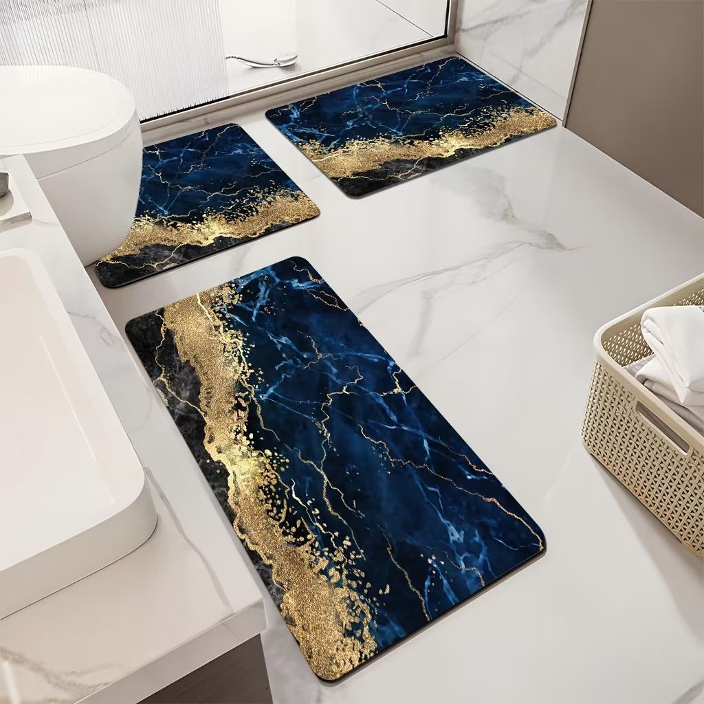 Luxurious Marble Pattern Bath Mat Set Kalsten