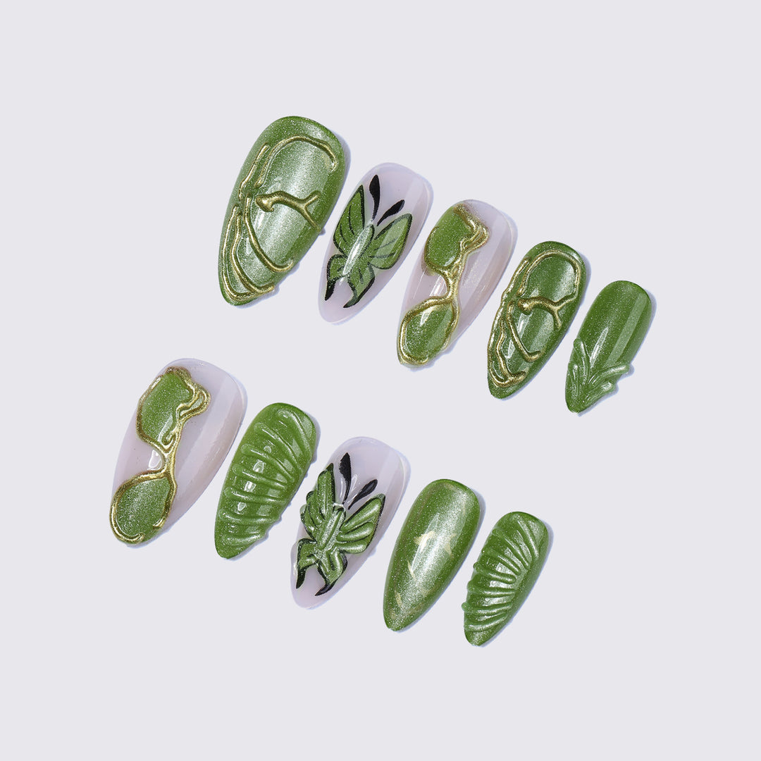 Creative Nail Art Set with Insect and Leaf Patterns Kalsten