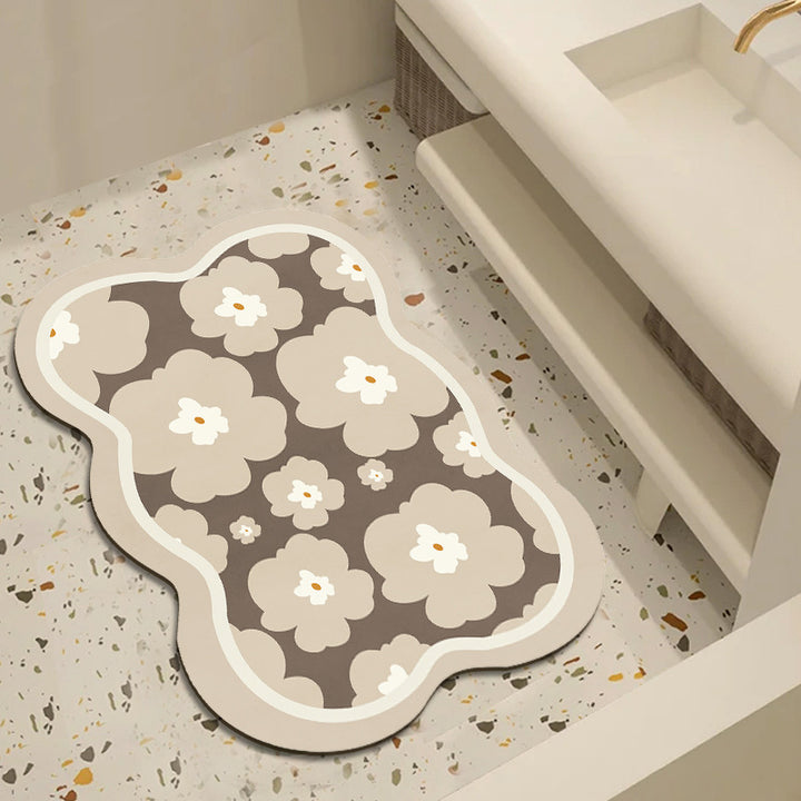 Floral Patterned Bathroom Mat