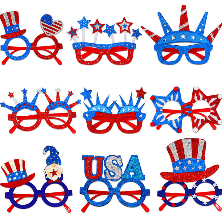 Unisex nan party glasses with USA glitter attachment and round frame Kalsten
