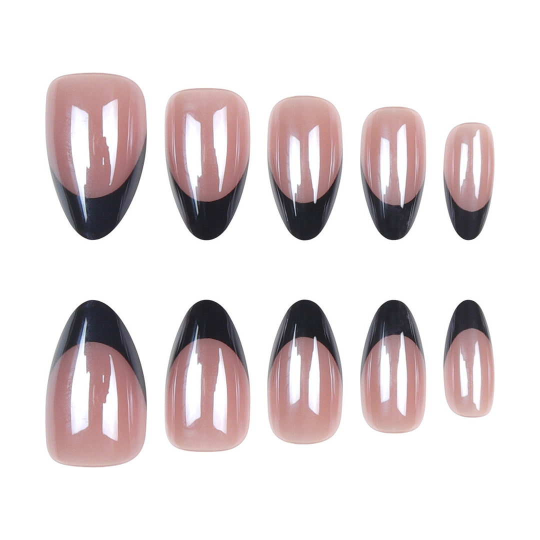 Artistic Stiletto Press-On Nail Set with Chic Black French Tips Kalsten