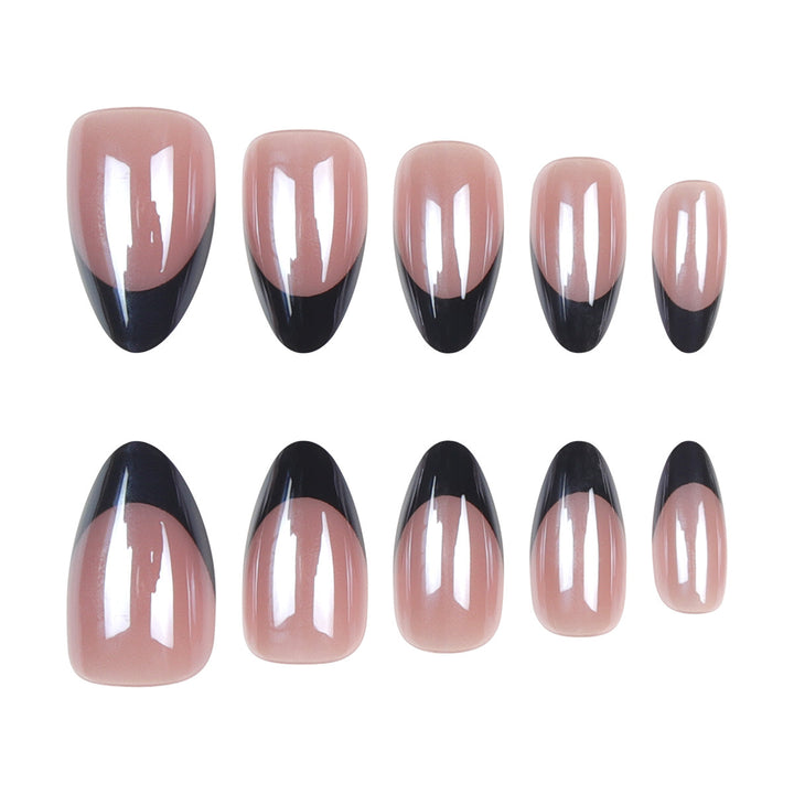 Artistic Stiletto Press-On Nail Set with Chic Black French Tips Kalsten
