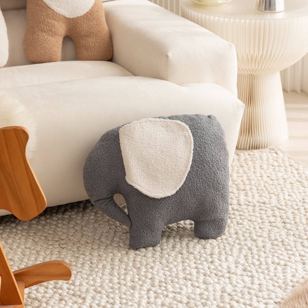 Cuddle teddy cushion made of boucle with ergonomic back support