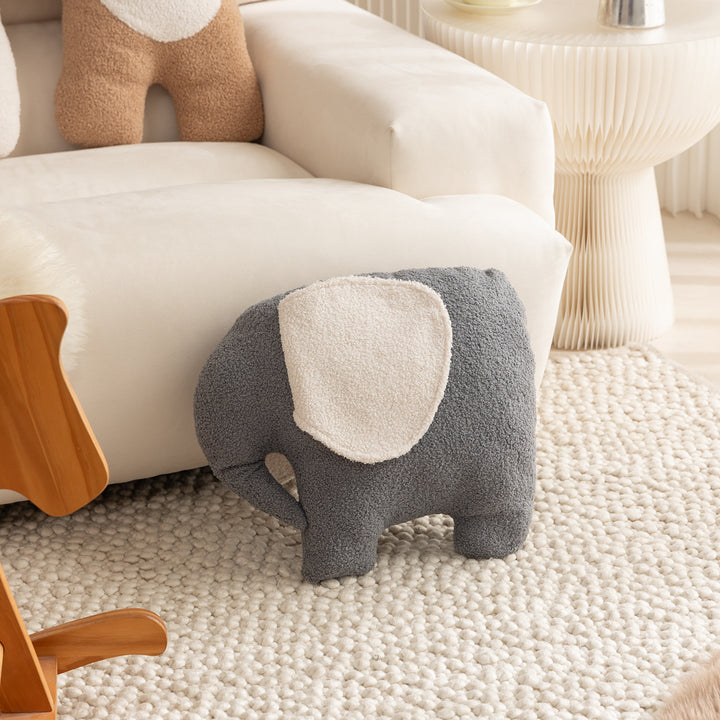 Cuddle teddy cushion made of boucle with ergonomic back support