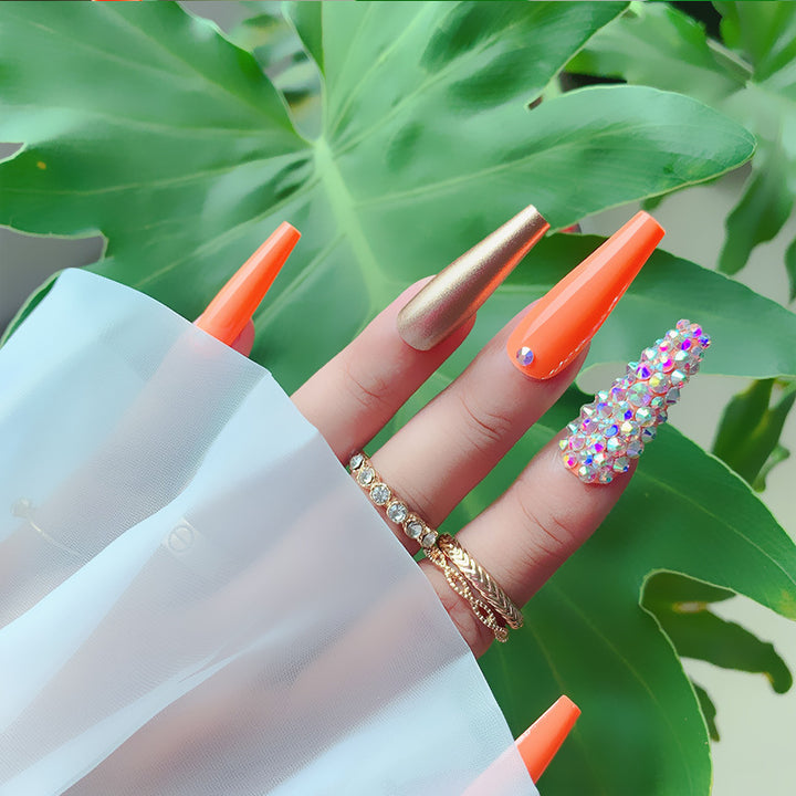 Glamorous Rhinestone Enhanced Acrylic Nail Extensions
