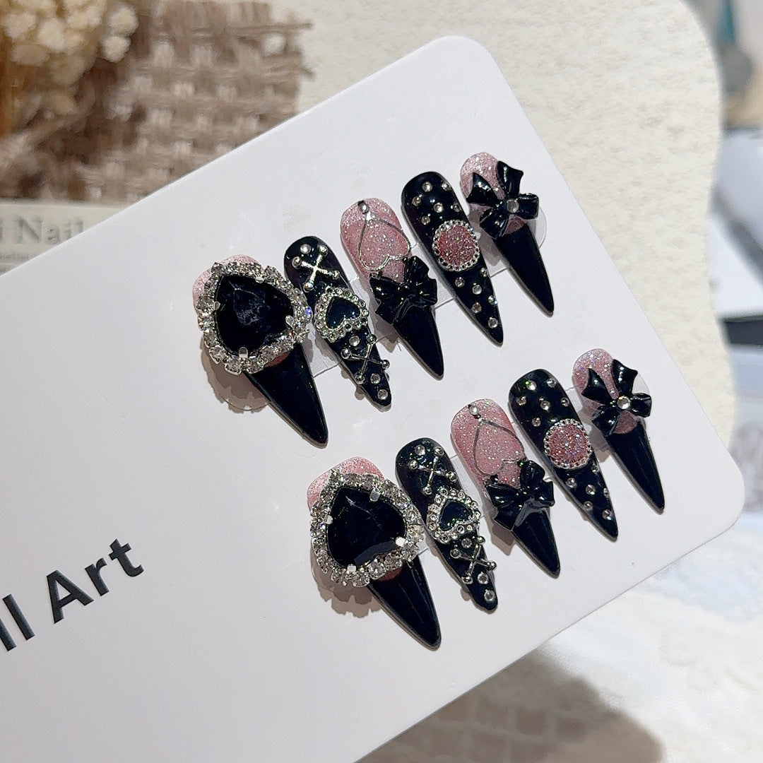 Gothic-Inspired Decorative Press-On Nail Art