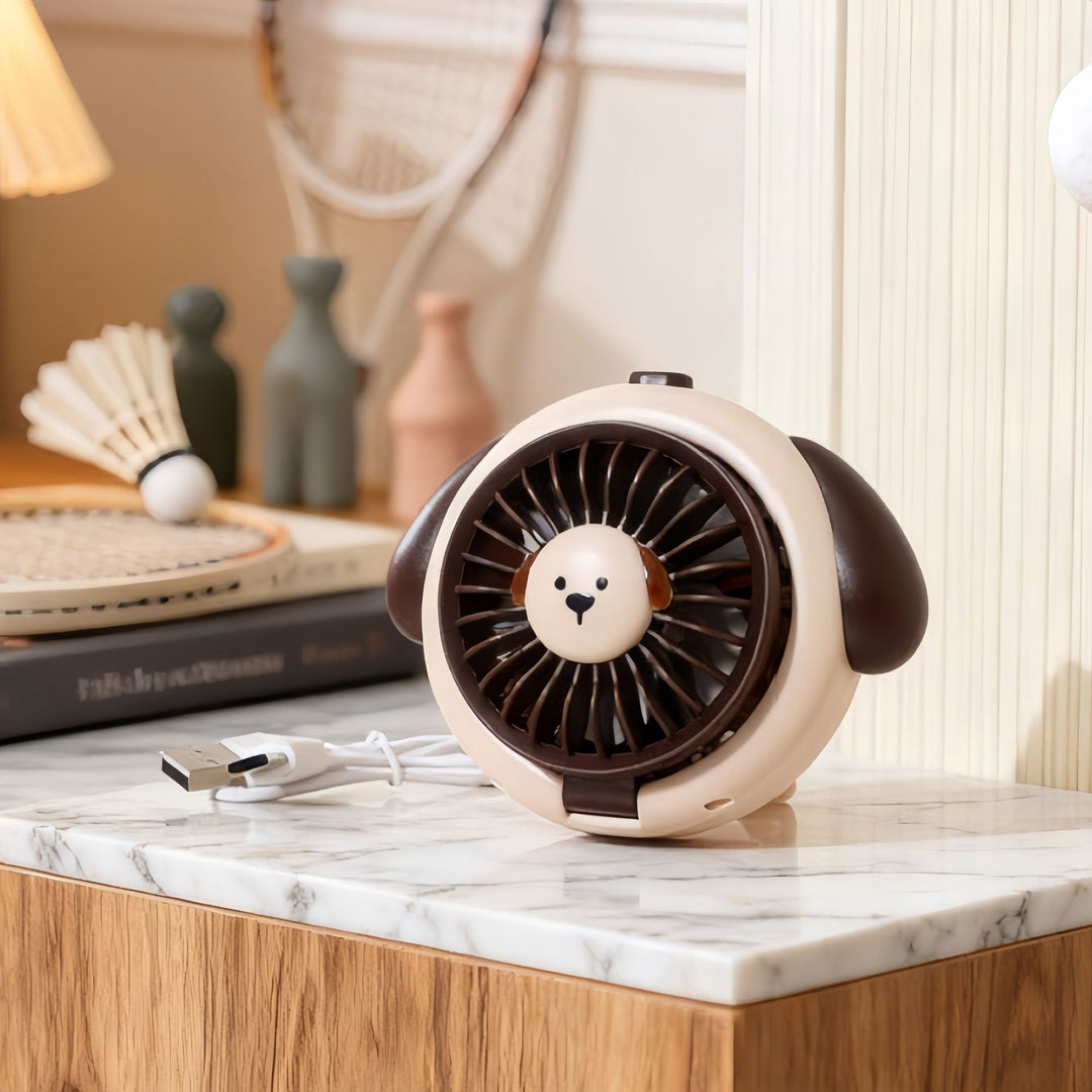 Ladies Hand Fan in playful dog design Kalsten