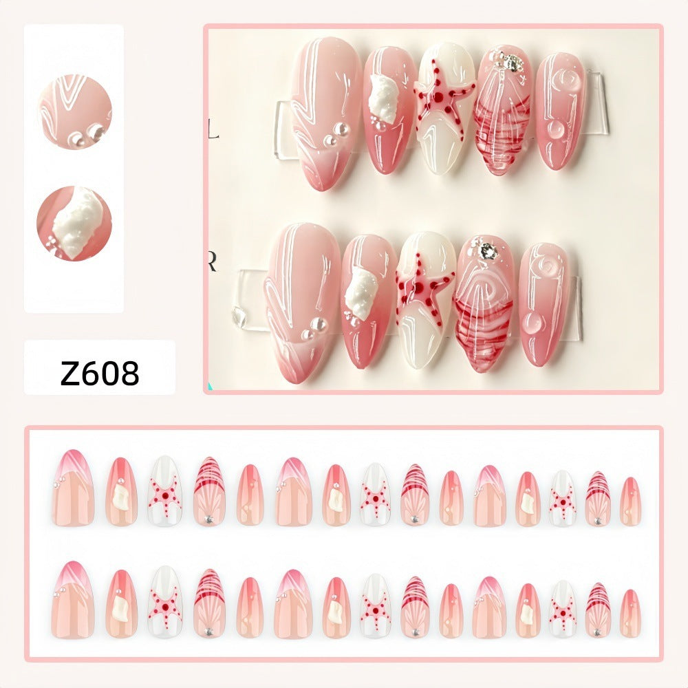 Elegant sea motif artificial nails Kalsten