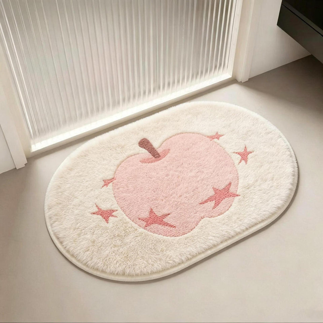 Decorative Apple Themed Bath Mat for Home