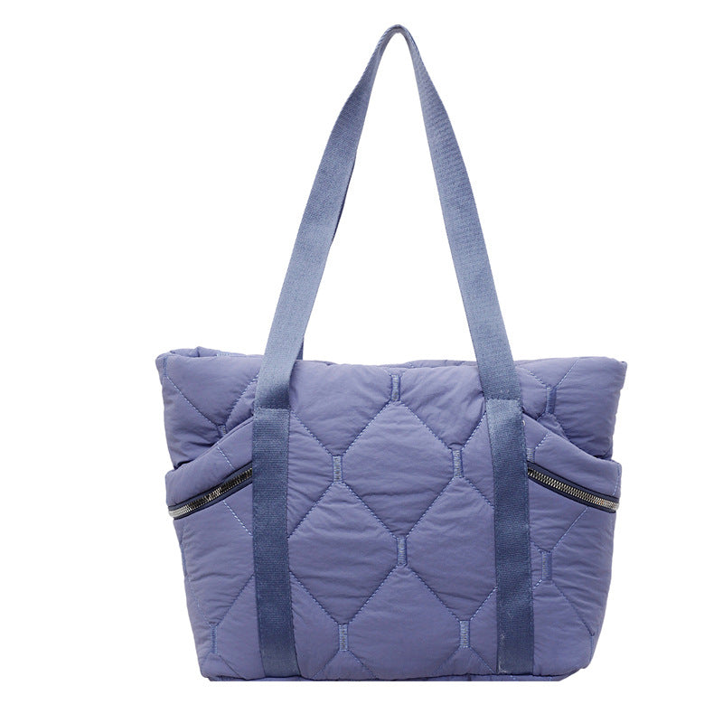 Quilted Multi-Pocket Tote Bag