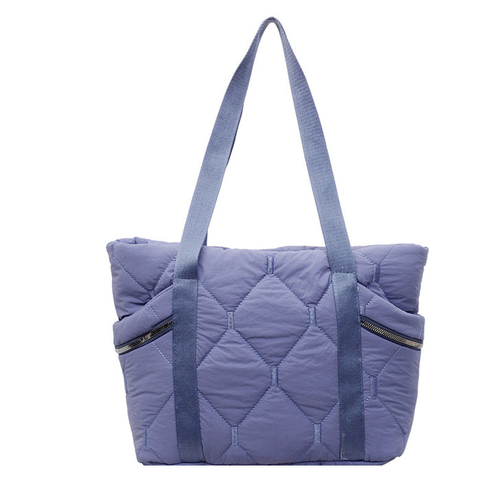 Quilted Multi-Pocket Tote Bag