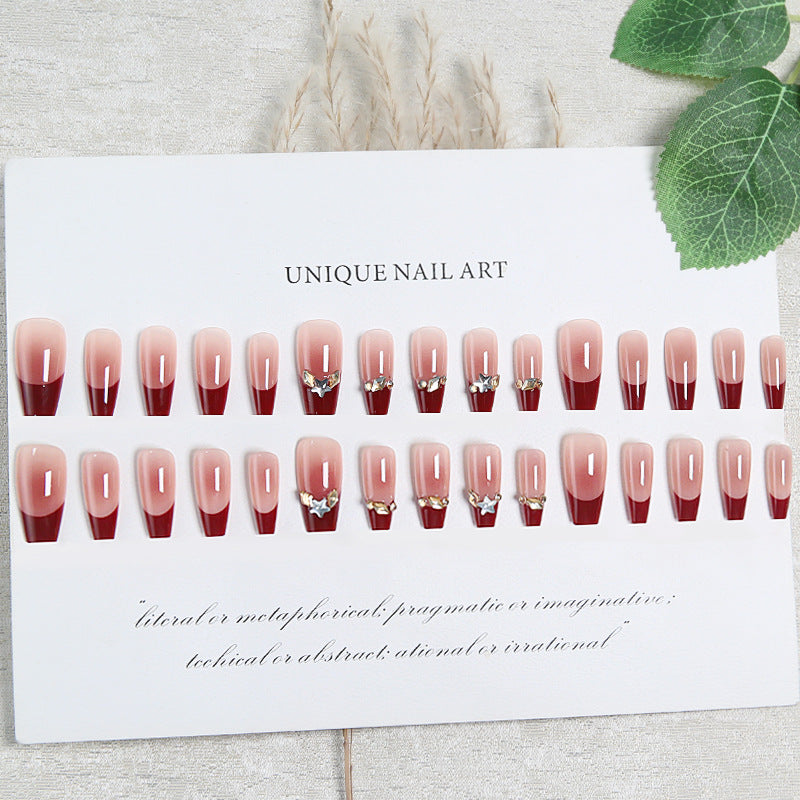 Artificial nail set with elegant glittering accents and romantic design Kalsten