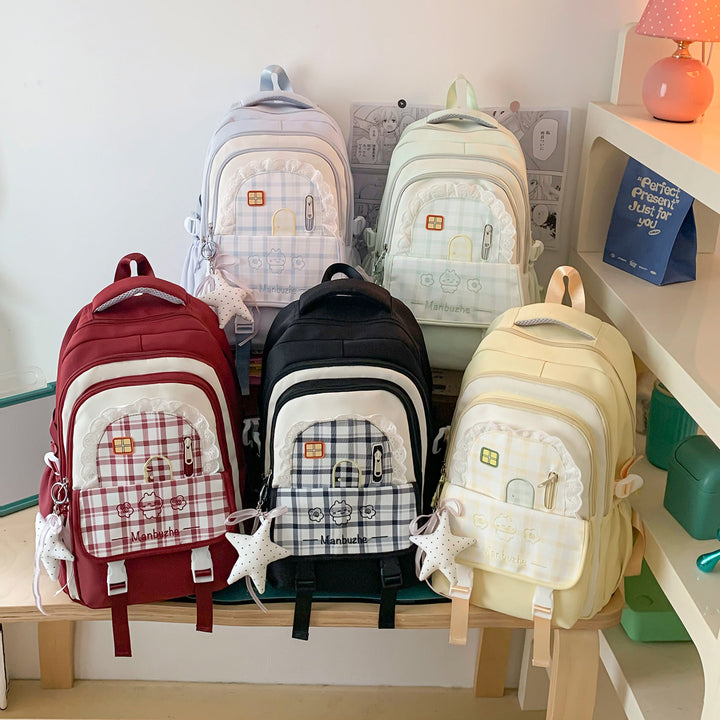 Cute Decorative Checkered School Backpack Kalsten