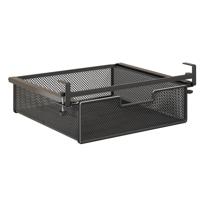 Under-Shelf Slide-Out Metal Mesh Pull-Out Storage Drawer with Adjustable Clamp