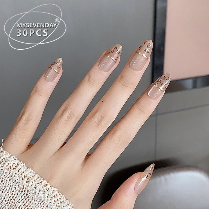 Elegant Press-On Nail Set with Gold Accent Tips Kalsten