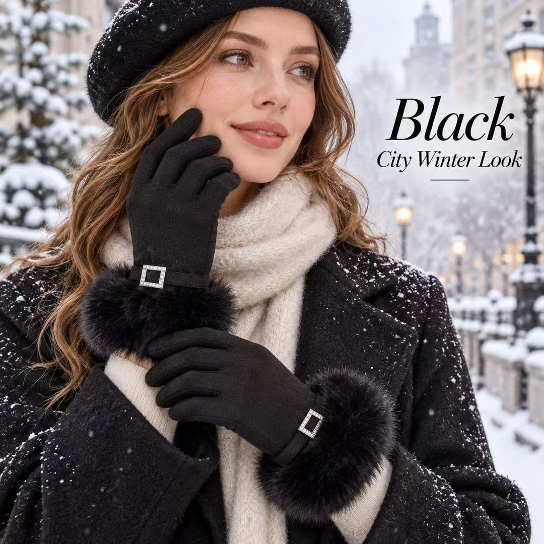 Luxury Faux Fur Trimmed Dress Gloves Kalsten
