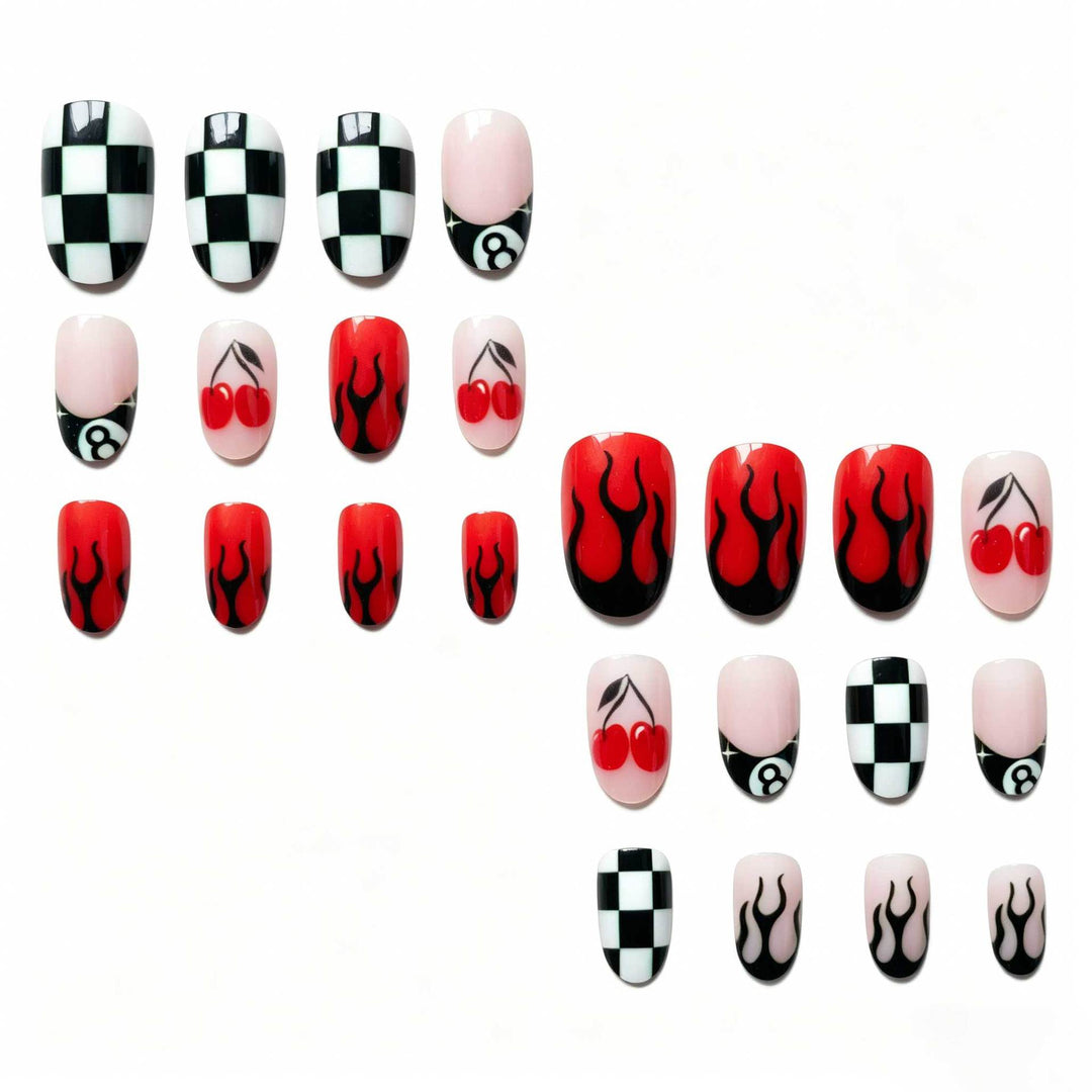 Artistic Flame and Cherry Nail Art Set