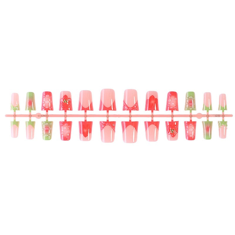 Acrylic nail set with fruity and glittering designs Kalsten