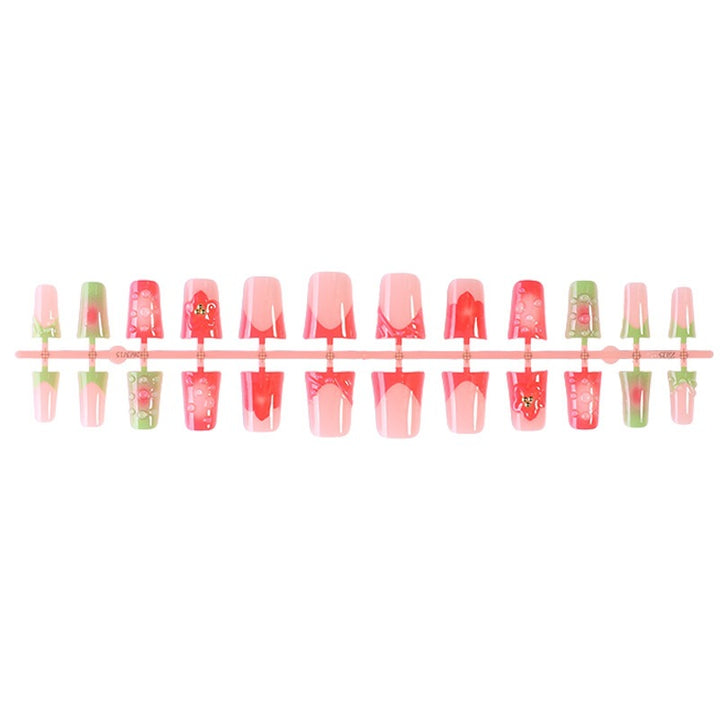 Acrylic nail set with fruity and glittering designs Kalsten