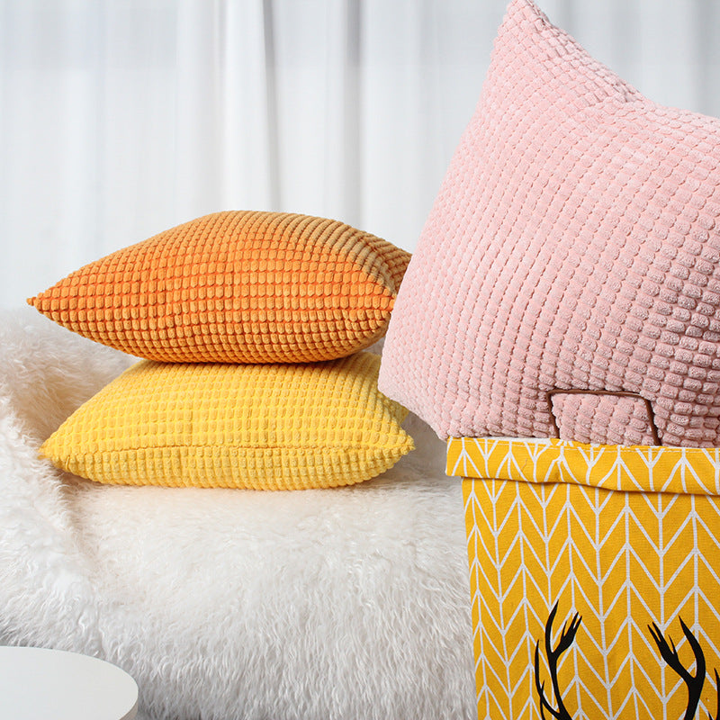 Decorative Waffle-Texture Velvet Throw Pillow Cover